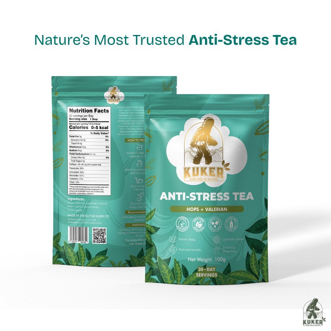 KUKER® Anti-Stress Tea 100g Loose Leaf | Relaxing Herbal Tea for Stress Relief & Anxiety - Image 4