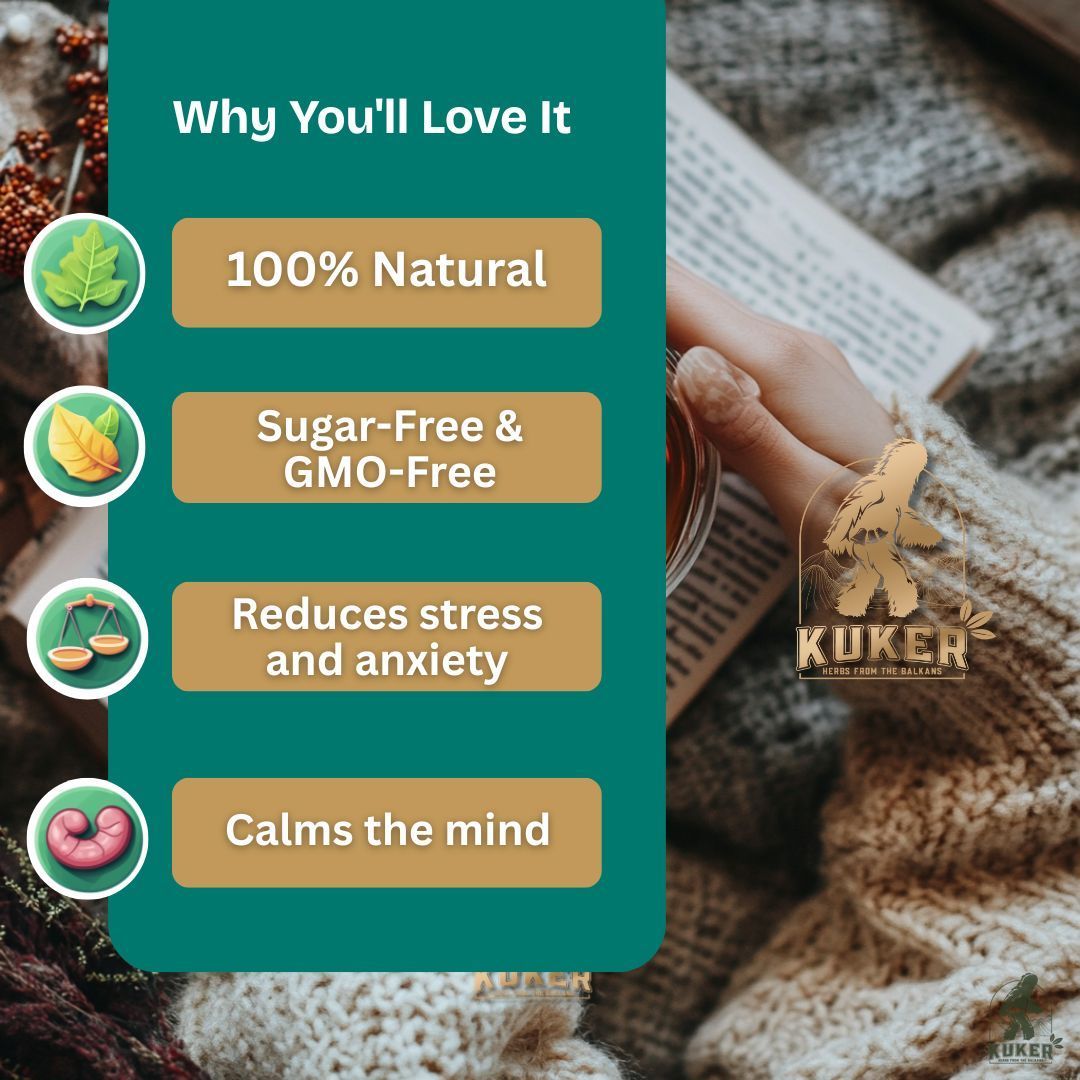 KUKER® Anti-Stress Tea 100g Loose Leaf | Relaxing Herbal Tea for Stress Relief & Anxiety - Image 5