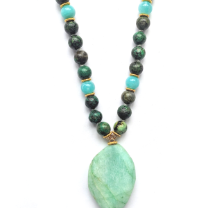 Healing Mala Necklace - Amazonite Stone & African Turquoise