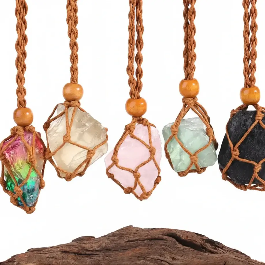 Natural Crystal Healing Necklace – Raw Gemstone Pendant Adjustable Cord for Women & Men - Image 2