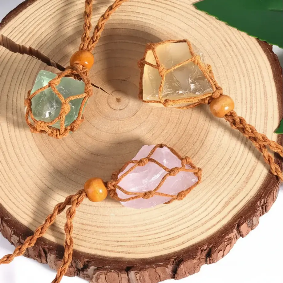 Natural Crystal Healing Necklace – Raw Gemstone Pendant Adjustable Cord for Women & Men - Image 3