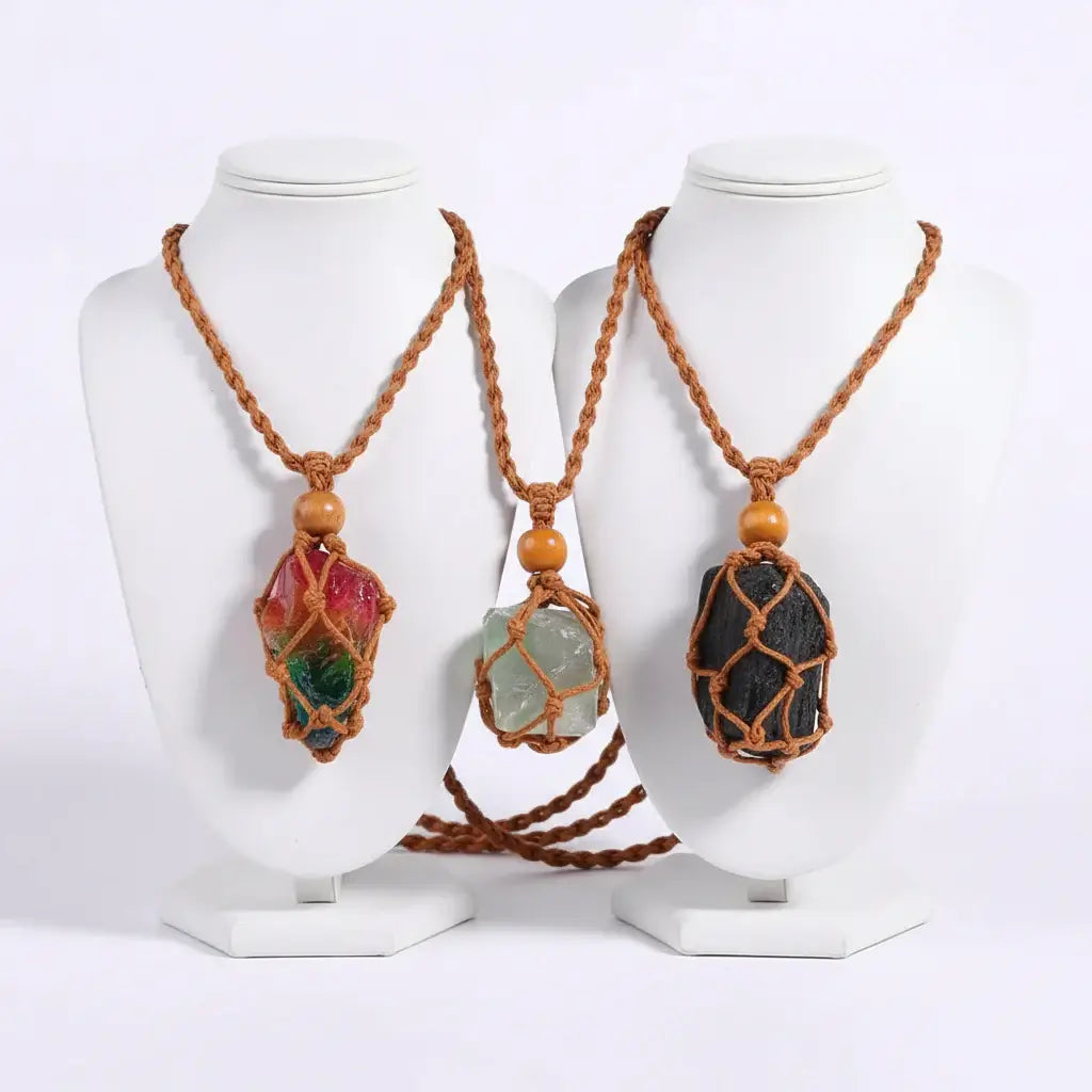 Natural Crystal Healing Necklace – Raw Gemstone Pendant Adjustable Cord for Women & Men - Image 4